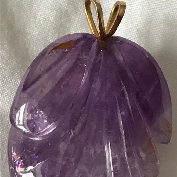 Large Natural Semi-precious AMETHYST Pendant LEAF. - Picture 3 of 5